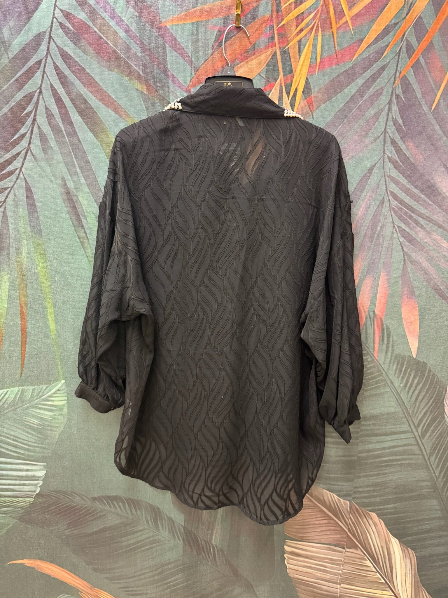 Sequin Collar Tunic Top