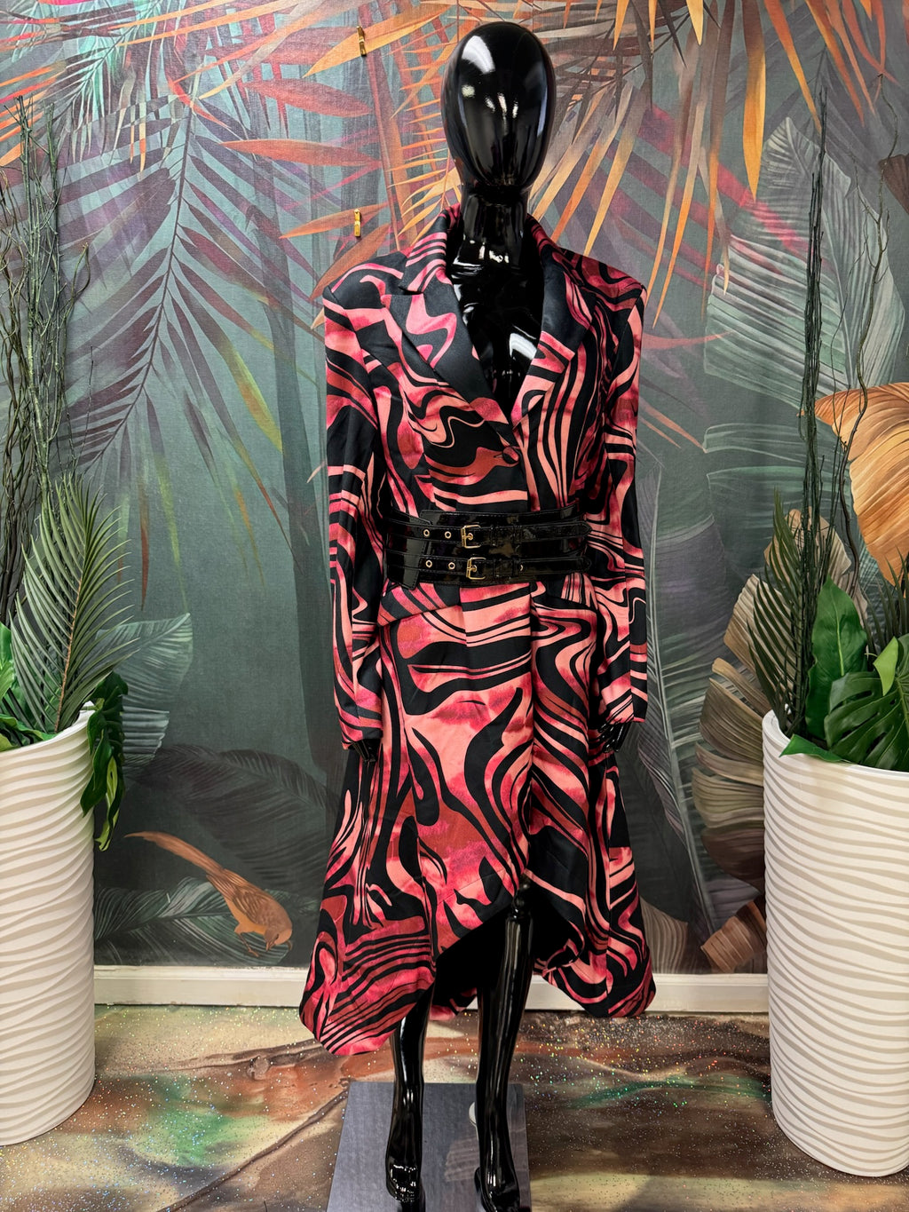 Belted Water Wave Dress