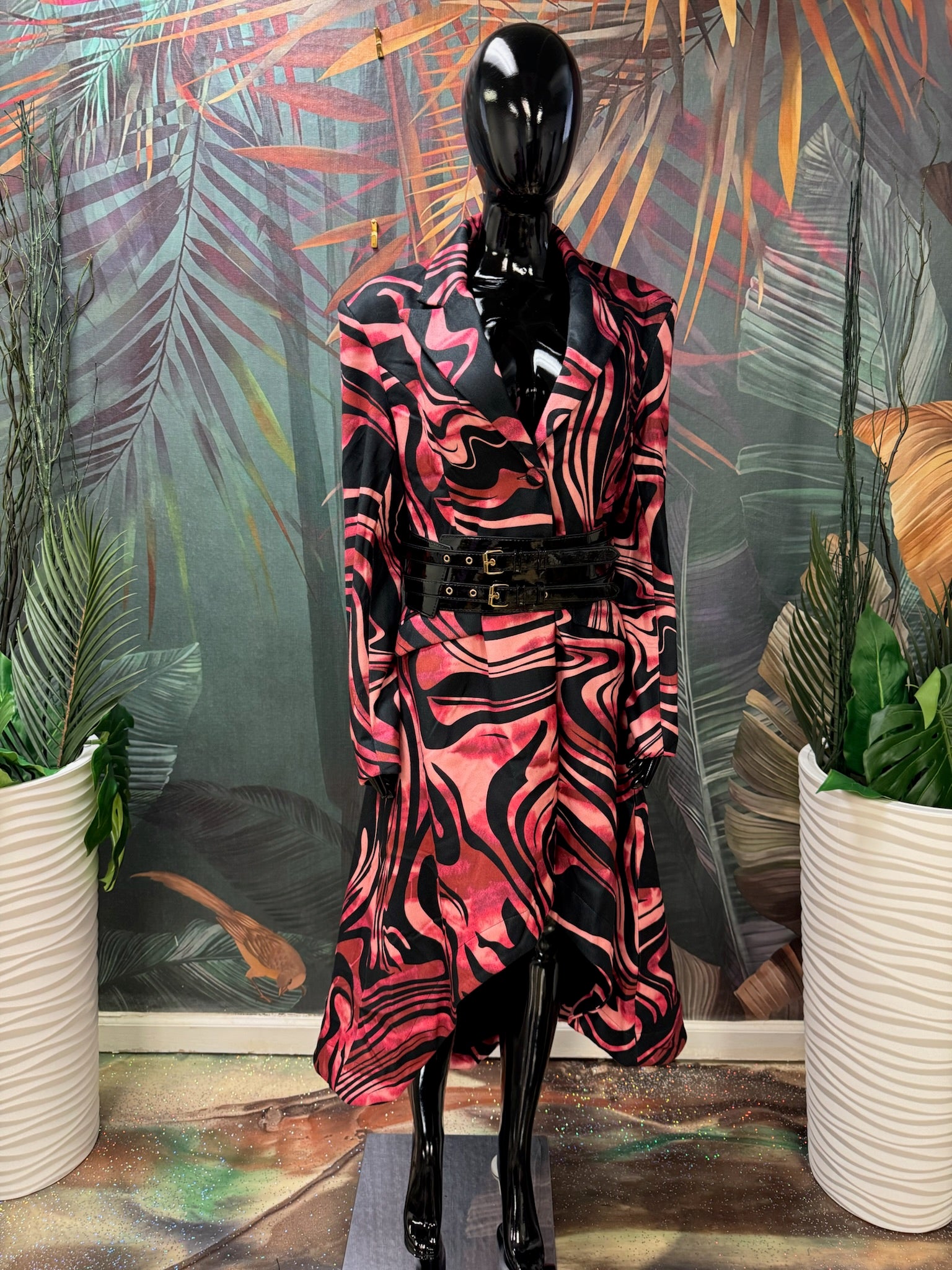 Belted Water Wave Dress