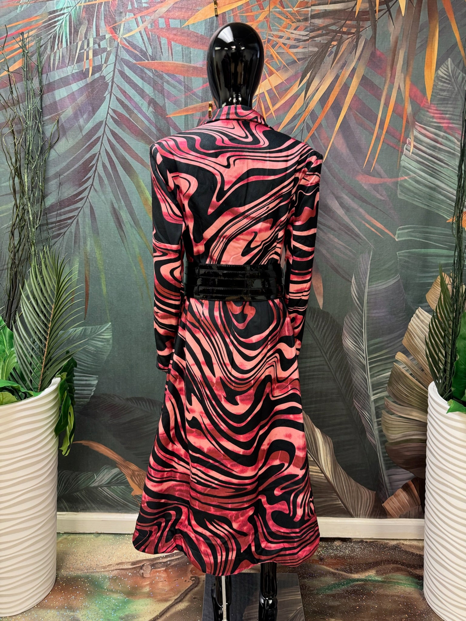 Belted Water Wave Dress