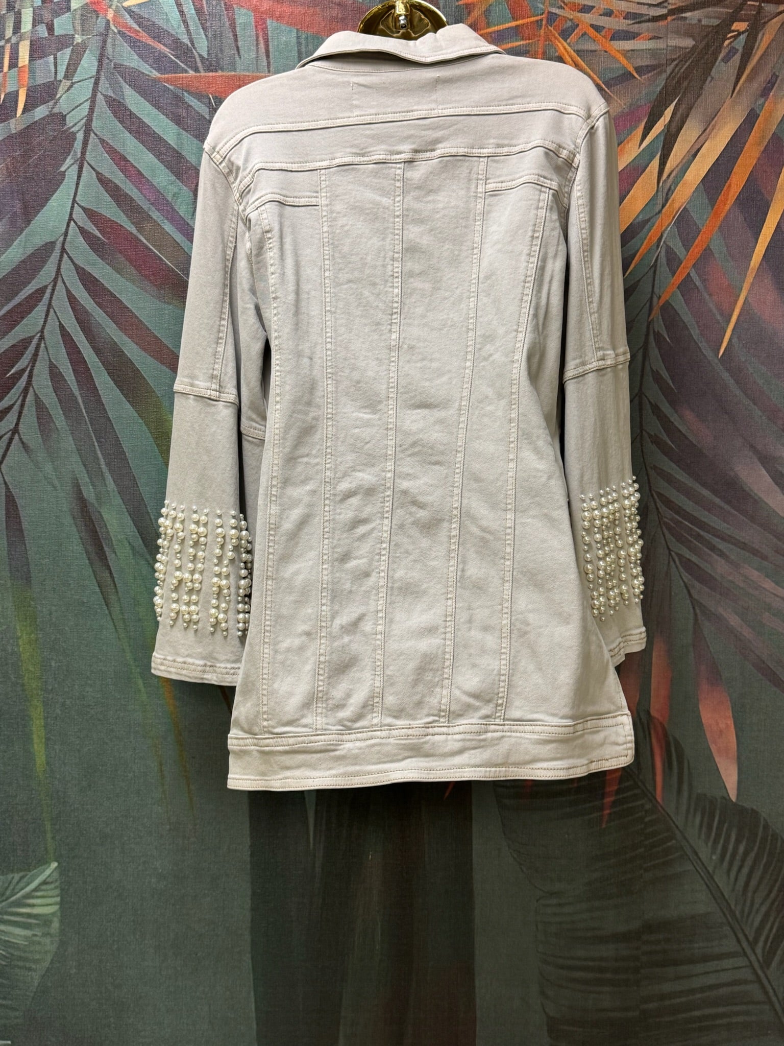 Beaded Sleeve Jean Jacket