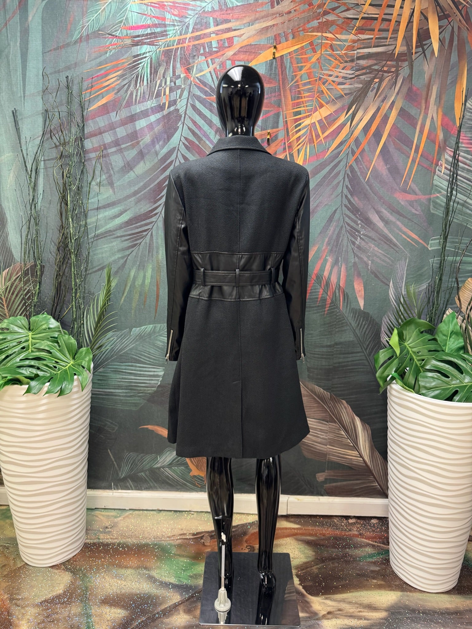 Belted Double Breast Coat Dress