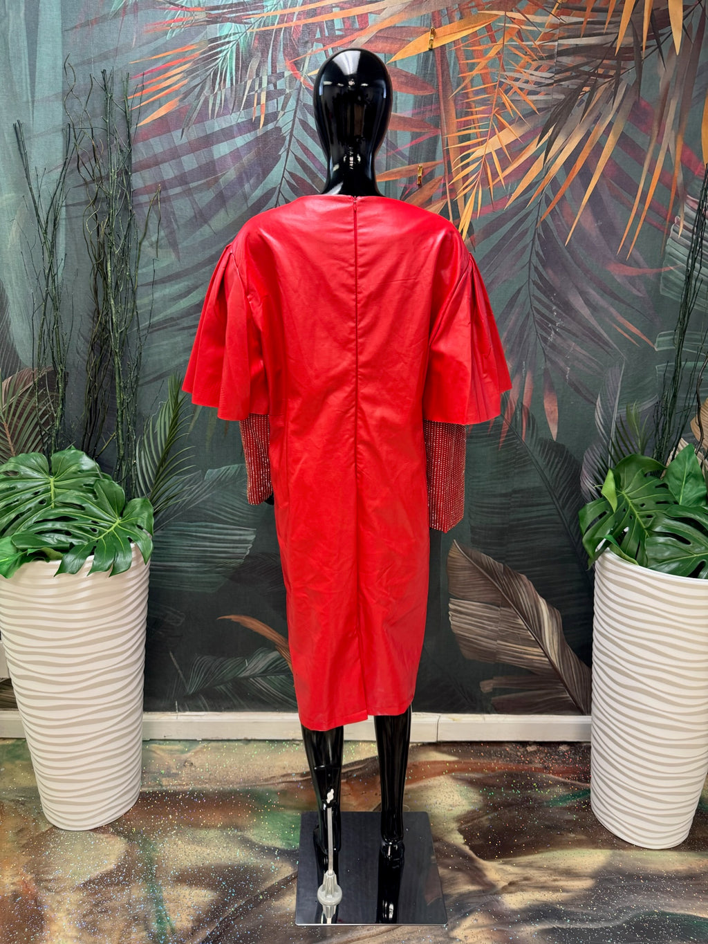 Red Vegan Leather Dress