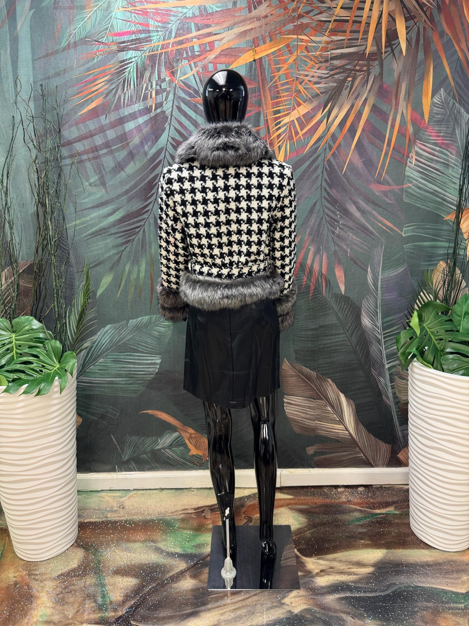 Houndstooth Jacket w/Fur