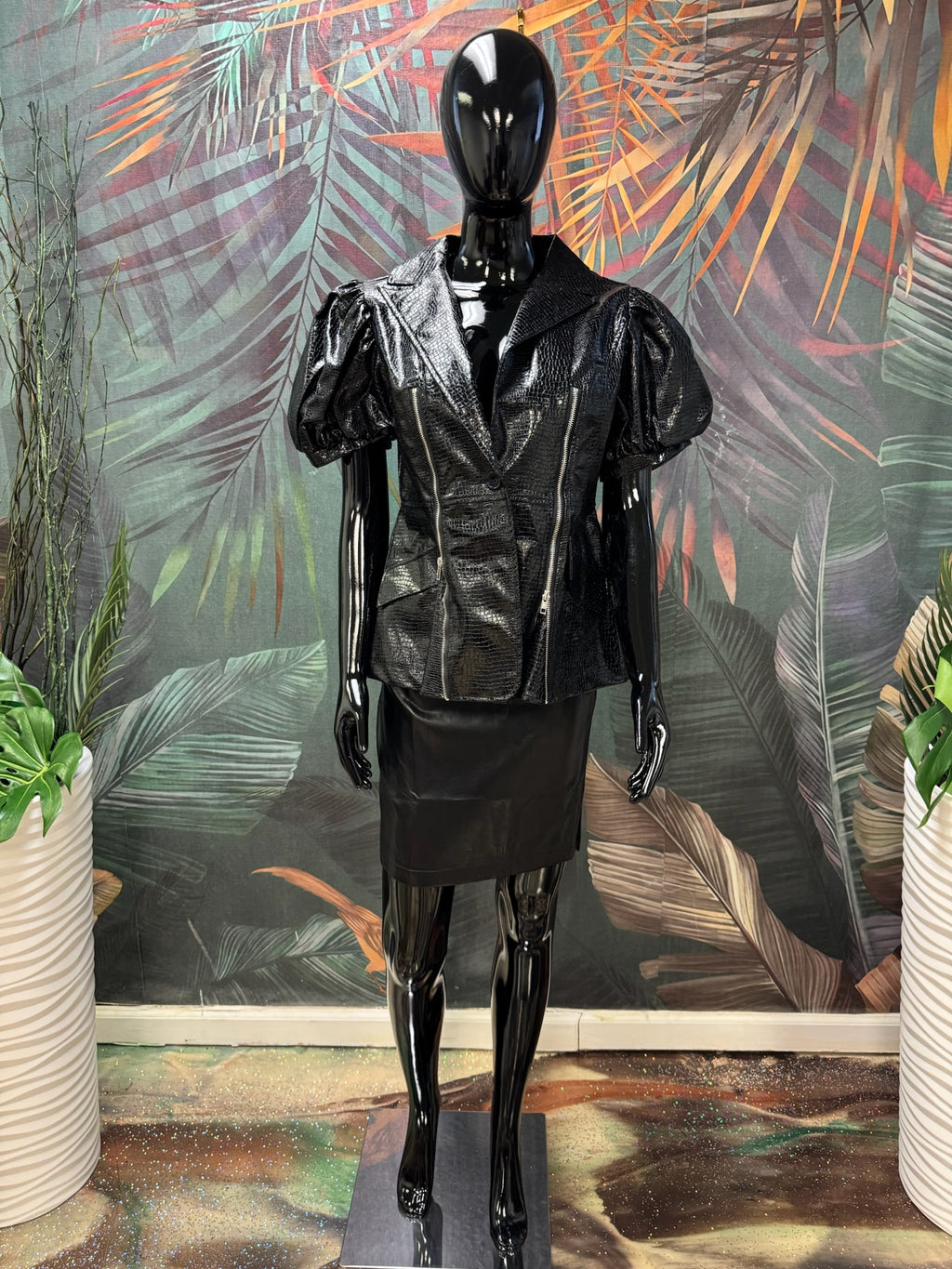 Puff Sleeve Vegan Leather Top