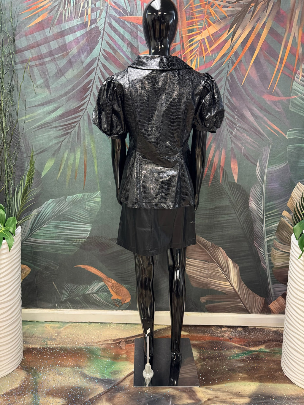 Puff Sleeve Vegan Leather Top