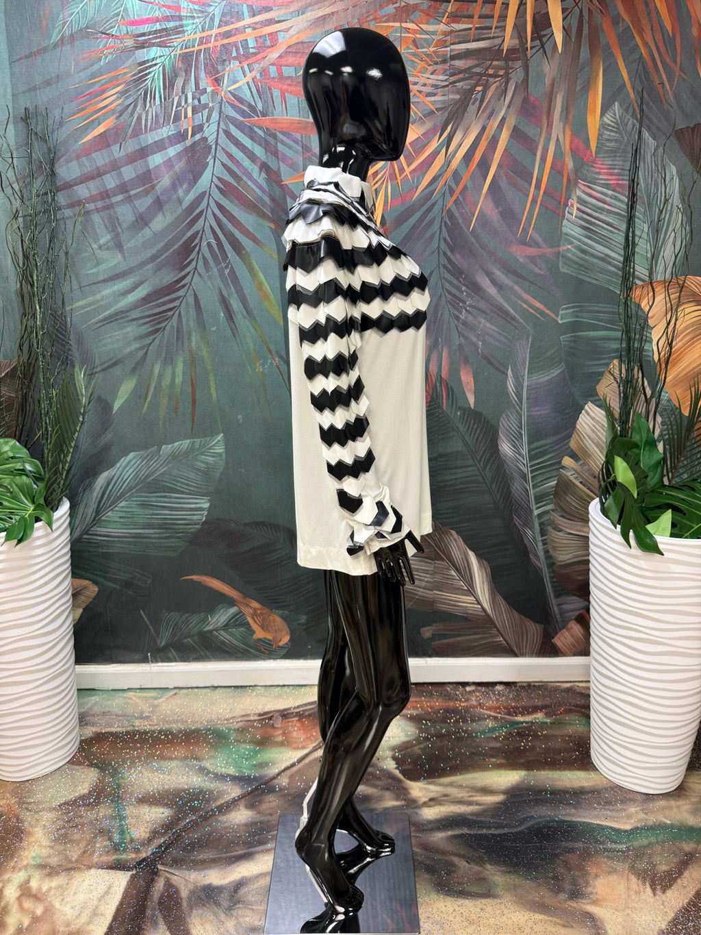 Faux Leather Sleeve Dress