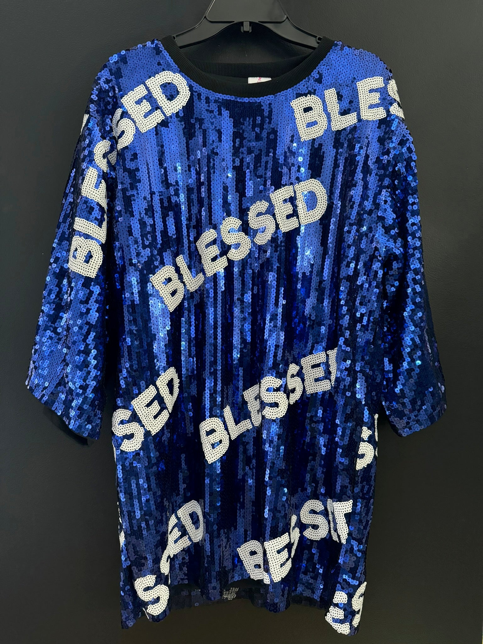Blessed Sequin Top RoyalWht