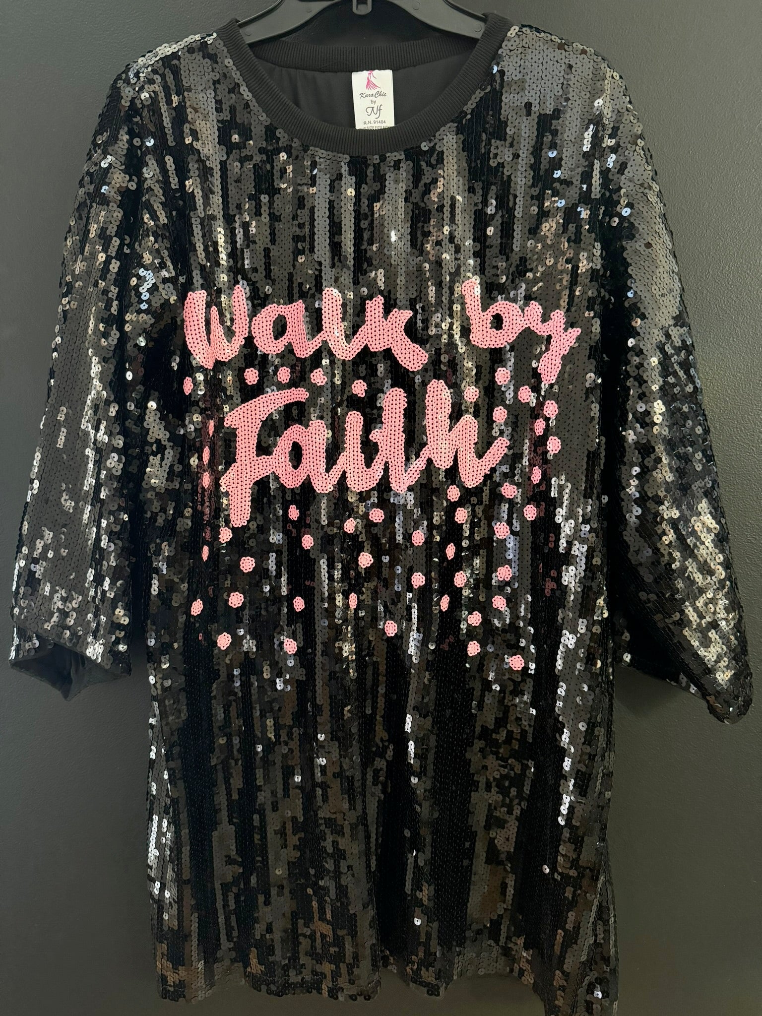 Walk by Faith Sequin Top Pink/Black