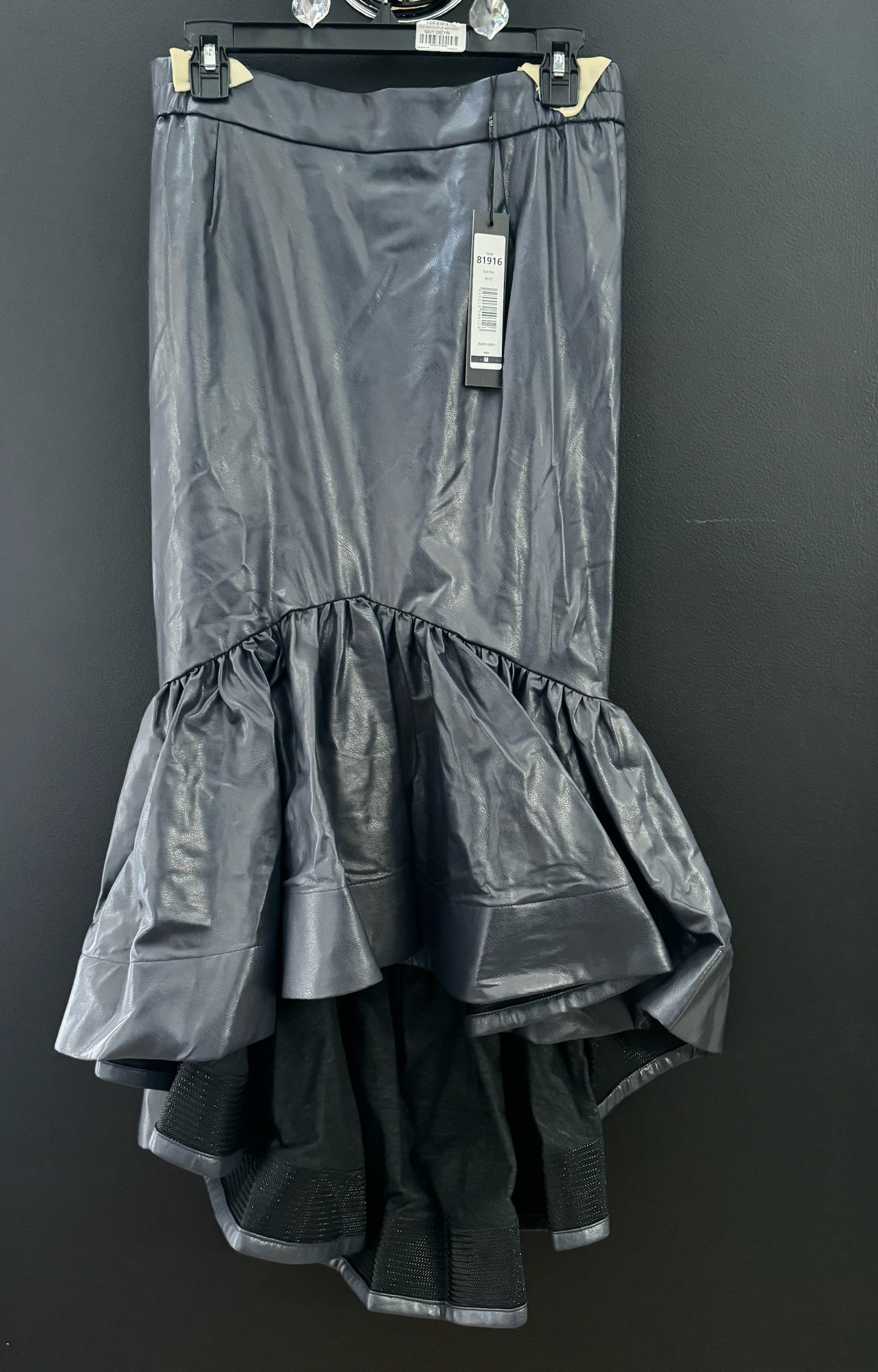 Ruffle Pleather HiLo Skirt